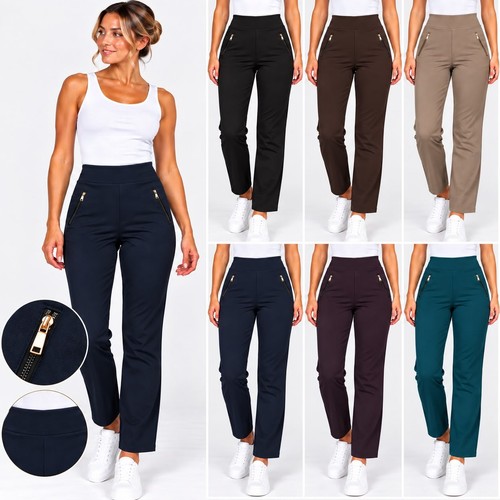 Ladies high waisted trousers - ladies,